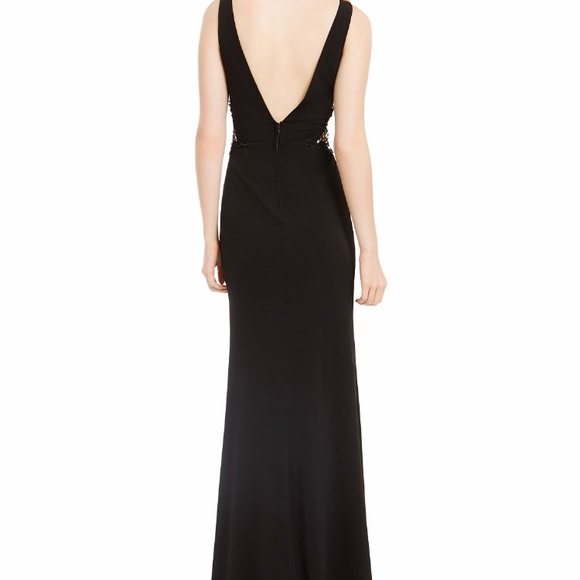 Black embellished-Appliqué Slit Gown NWT - Picture 3 of 5